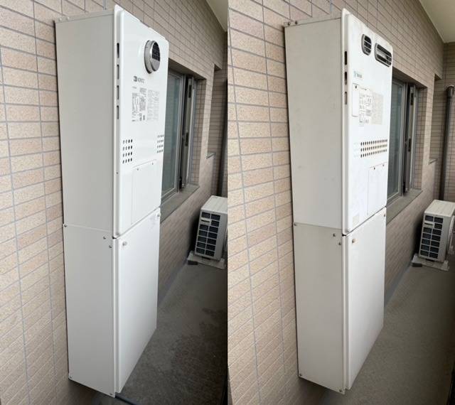 名古屋市千種区 ノーリツ ガス温水暖房付ふろ給湯器 マンション 壁掛型（ベランダ）「GTH-C2461AW6H-1 BL」に交換。