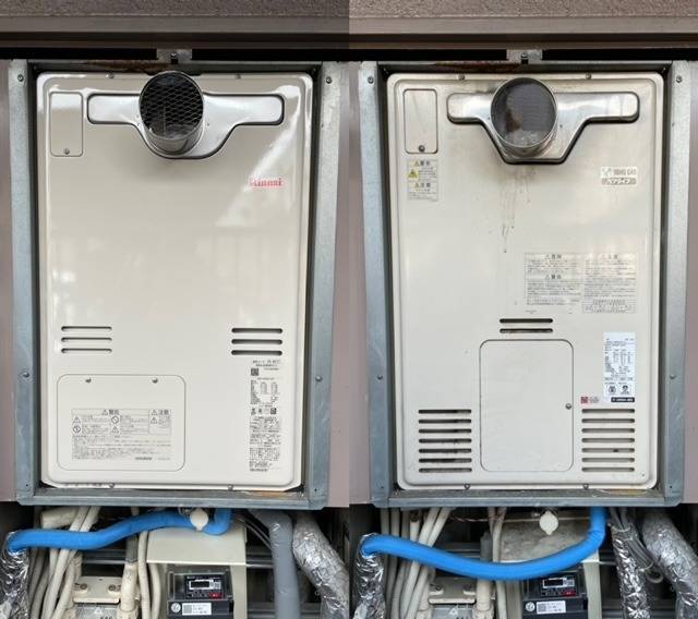 名古屋市昭和区　リンナイの給湯器、マンションPS扉内設置型「RUFH-2405AT2-3」から「RUFH-A2400AT2-3」へ交換。