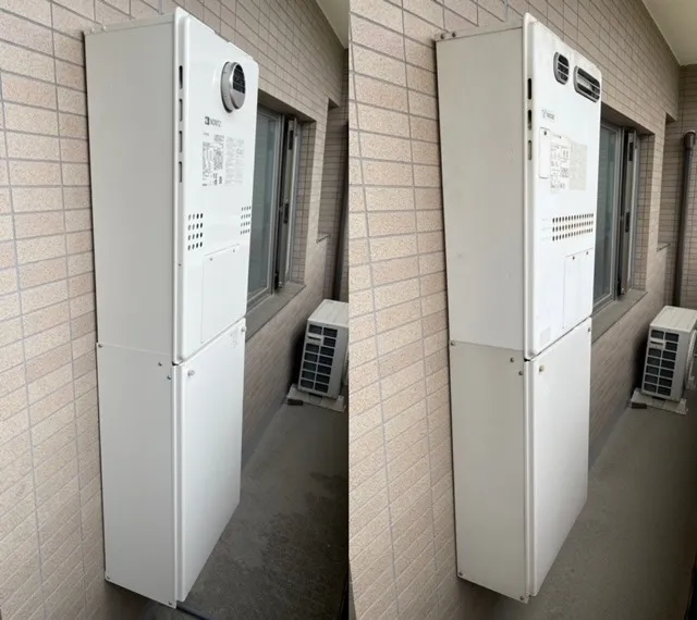 名古屋市千種区 ノーリツ ガス温水暖房付ふろ給湯器 マンション 壁掛型（ベランダ）「GTH-C2461AW6H-1 BL」に交換。
