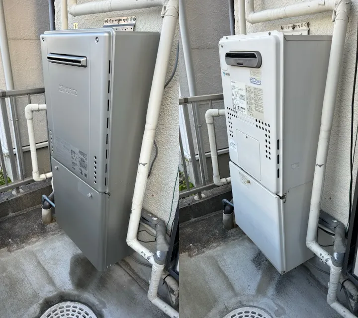 名古屋市中村区　ノーリツ、エコジョーズ、ガス温水暖房付ふろ給湯器「GTH-C2446AWXD」を、ガスふろ給湯器「GT-C2472AW」への交換。